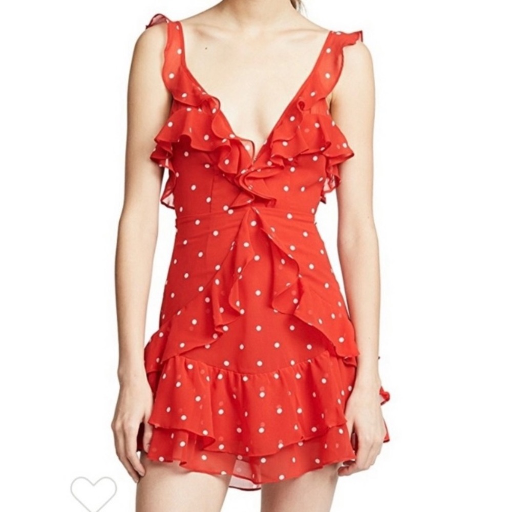 for Love & Lemons Analisa Red Dot Dress Small